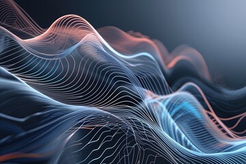Fototapeta premium Contemporary Elegant Connections Featuring Gradient Lines and Complex Wave Designs in Digital Networking Themes