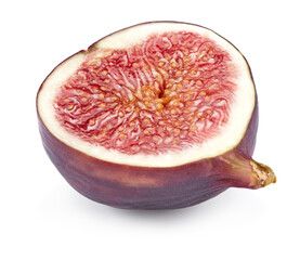 half of fig fruit isolated on white background. full depth of field. clipping path