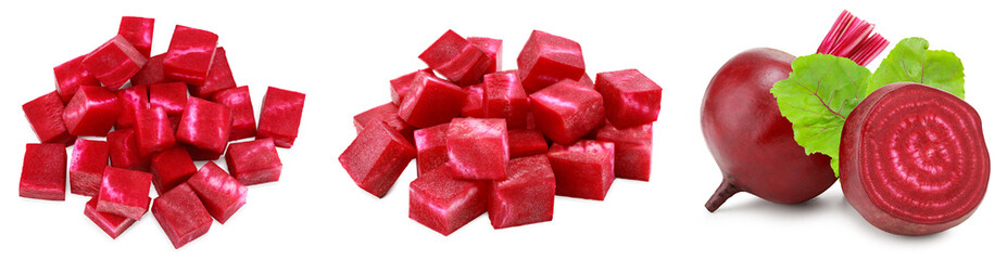 sliced beetroot isolated on white background. clipping path