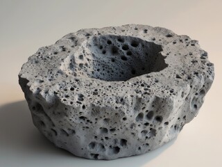 Volcanic Rock Formation with Porous Texture, RingShaped Structure on Plain Background.