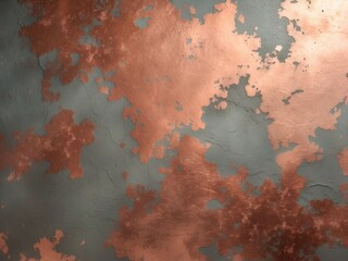 Copper Paint Peeling from a Textured Gray Wall, Creating an Abstract Pattern.