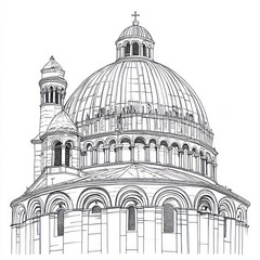 Fototapeta premium A Pen-and-Ink Sketch of a Cathedral Dome