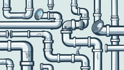 Industrial water pipe network in grayscale, functional design concept