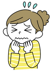困っている女性のシンプルな手描きのイラスト