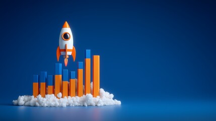 Minimal 3D Bar Chart with Color Gradient – Financial Data Visualization,Isometric Bar Graph in Bright Colors – Financial Dashboard Element