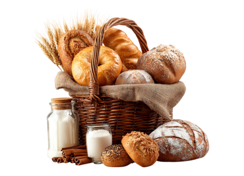 Wicker basket with assorted baking products