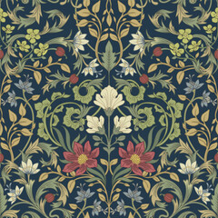 Retro pattern. Pastel multicolored tapestry. Seamless floral pattern.