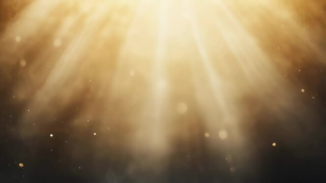 Ethereal golden light rays with floating dust particles. Spiritual backdrop for meditation or worship. Ideal for intro or background loop.
