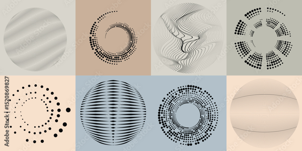 Aufkleber lines and dots in circle form .rotate rounded shape vector illustration .rotating dots form a circle