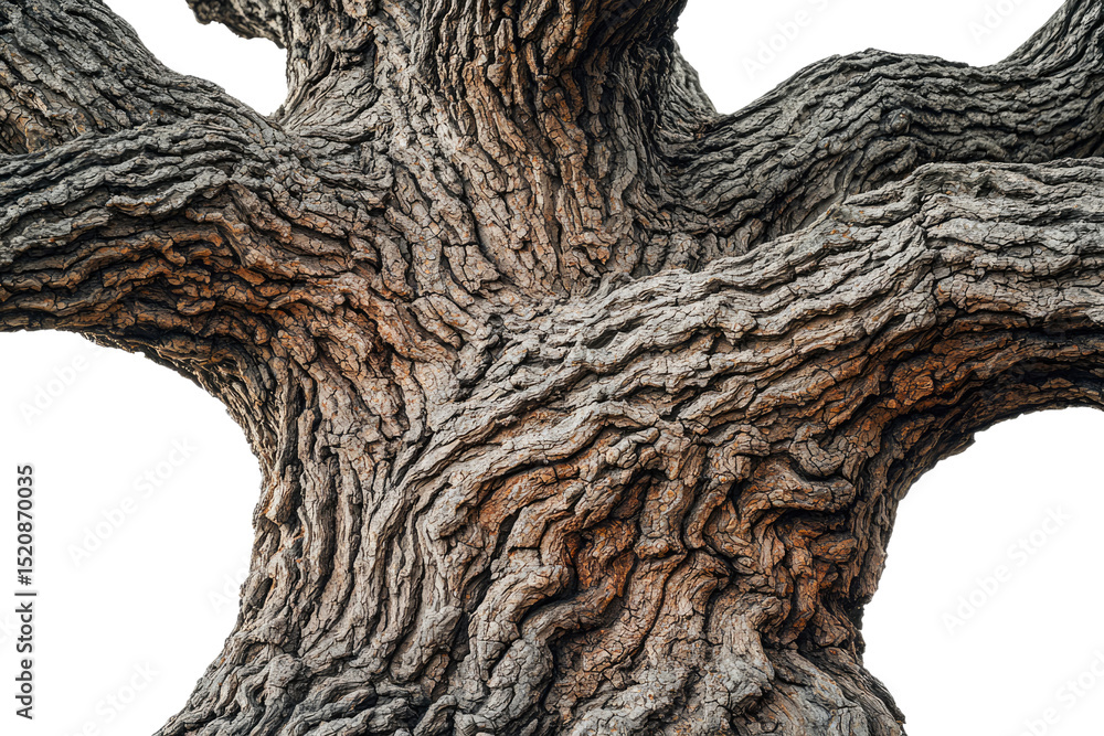Poster close-up of a gnarled, ancient tree trunk, showcasing its textured bark and intricate patterns backg