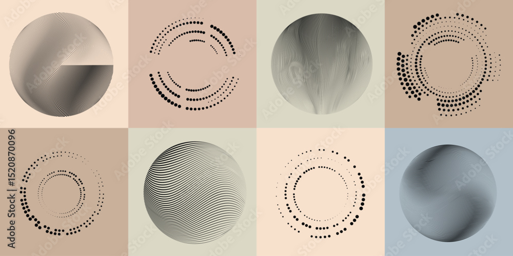 Aufkleber lines and dots in circle form .rotate rounded shape vector illustration .rotating dots form a circle