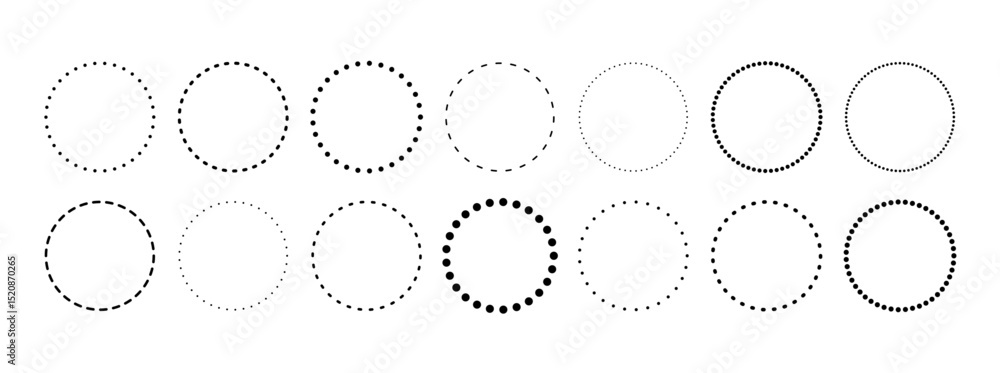 Poster circular ring with dashed line pattern and subtle ripple effect for modern design. flat vector illus
