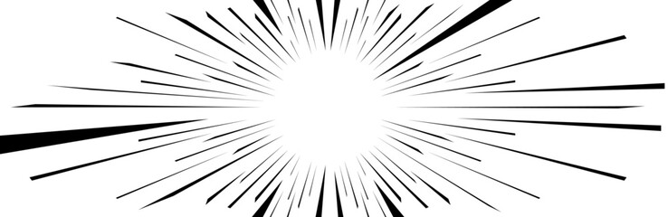 Obraz premium Manga comic speed lines with dynamic perspective and action motion effects. Flat vector illustration isolated on white background.