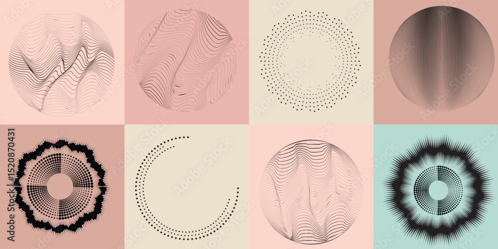 Aufkleber lines and dots in circle form .rotate rounded shape vector illustration .rotating dots form a circle