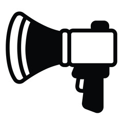 Electric horn with button solid icon, law enforcement concept. Vector graphics. Loudspeaker, sound volume amplifier tool sign on white background, style mobile or design.