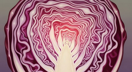 Obraz premium Red Cabbage Cross Section Illustration