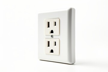 Electric outlet on a white wall with a playful expression captured in a close-up view