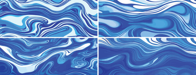 Blue Abstract Wave Backgrounds, Vector Illustration.