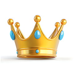 Royal Gold crown isolated on white background. Gold crown 3d icon. 3d rendering