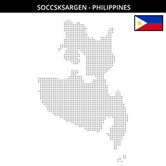 Fototapeta premium Small dots map of soccsksargen in Philippines