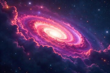 A celestial panorama depicting a swirling nebula, vibrant with cosmic dust and ethereal light, suggesting the vastness and mystery of a divine creation , spirituality, divine, god