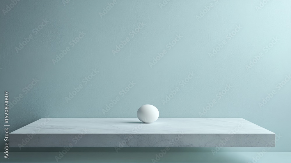 Aufkleber white ball levitating above pedestal in surreal minimal scene with gradient background soft shadow s