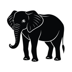 Fototapeta premium Elephant Standing Vector Silhouette