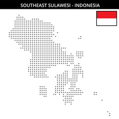 Obraz premium Small dots map of southeast-sulawesi in Indonesia