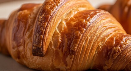 Golden Flaky Croissant Close Up