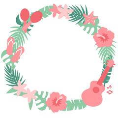 Tropical Hawaiian Circular frame  with space for text (vector illustration)