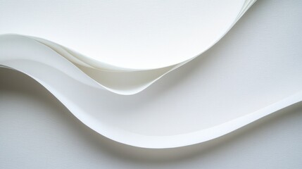 Obraz premium Abstract Serene Forms: A minimalist composition features softly undulating layers of paper, creating a captivating interplay of light and shadow that evokes a sense of tranquility and artistic beauty.