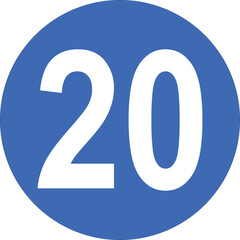 Blue circular speed limit sign with number 20 for traffic and road safety regulations