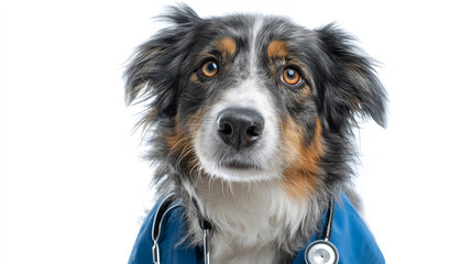 A charming dog portrait wearing a stethoscope, ready to provide care