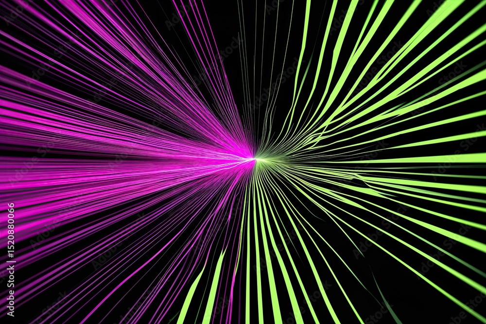 Aufkleber radiating digital waves in magenta and chartreuse colors on black background for exploring technolog
