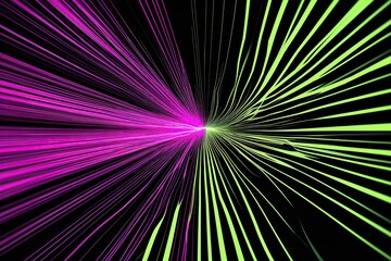 Obraz premium Radiating Digital Waves in Magenta and Chartreuse Colors on Black Background for Exploring Technology and Communication Advances