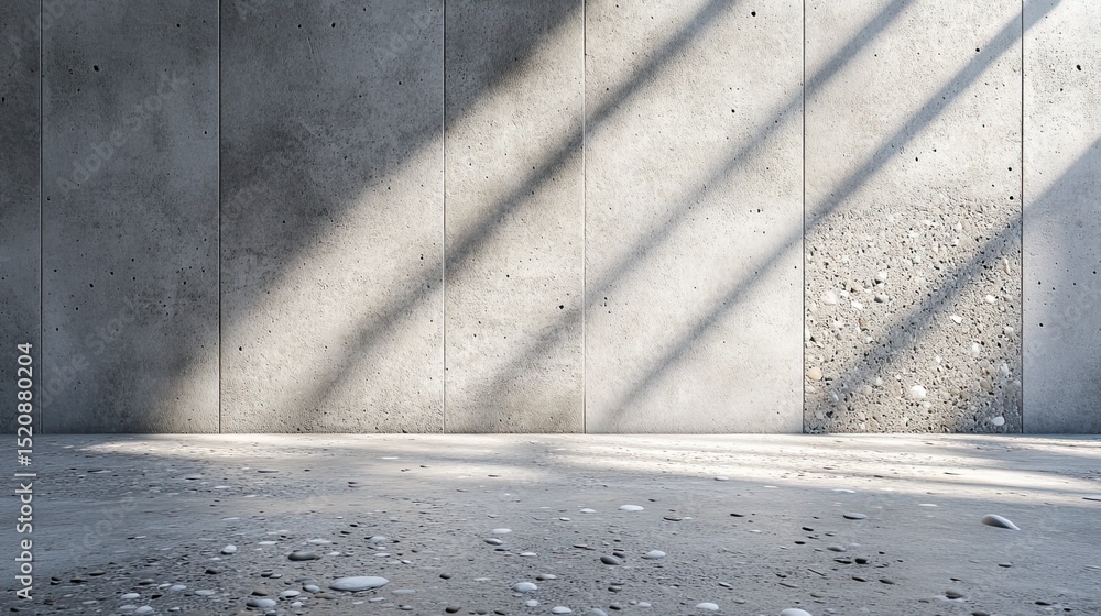 Poster sunlight casting shadows on a concrete wall and floor creating a minimalist architectural scene