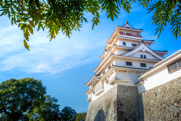 Karatsu Castle, a hirayamajiro built on a plain rather than a hill or mountain, stand beside Karatsu bay, also known as Dancing Crane Castle, or Maizuru-jo, Saga, Kyushu, Japan