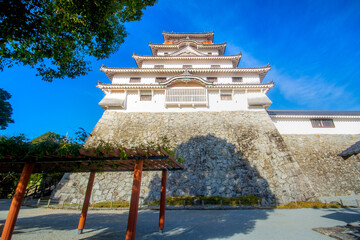 Karatsu Castle, a hirayamajiro built on a plain rather than a hill or mountain, stand beside Karatsu bay, also known as Dancing Crane Castle, or Maizuru-jo, Saga, Kyushu, Japan