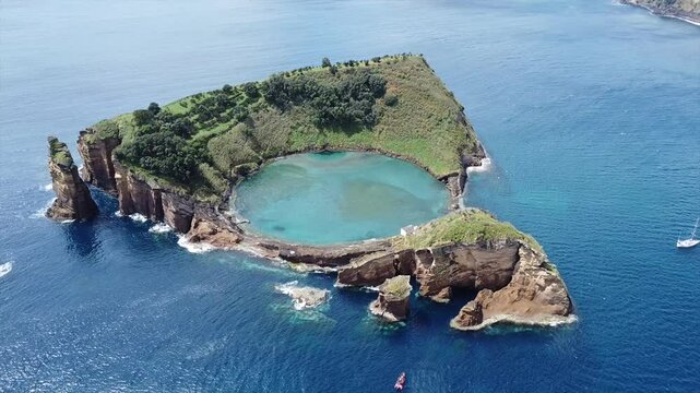 Aerial View of Vila Franca do Campo Islet &ndash; Tropical Paradise in the Azores, Portugal