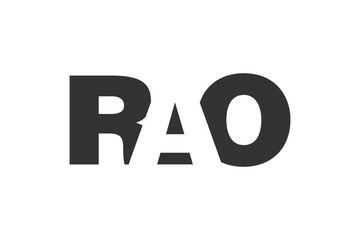 RAO logo design. Initial letter R A O bold font style for tech startups, consulting, corporate branding. Creative company name, headlines typography identity, trendy logotype.