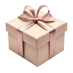 Obraz premium Pink gift box with rose gold ribbon isolated on transparent background