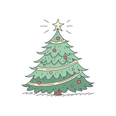 classic pine christmas tree with layered green leaf.eps
