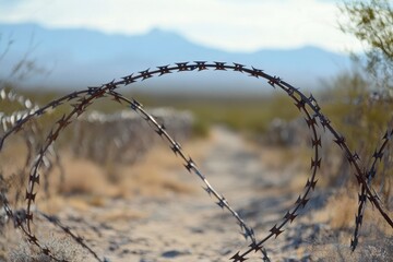 Danger Zone: Barbed Wire Protecting a Mysterious Abandoned Desert Landscape