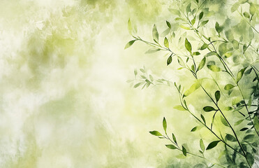 緑の植物の背景イラスト　generative ai
