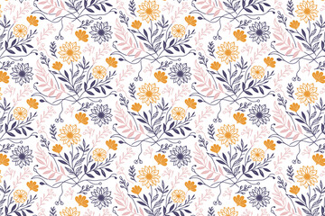 fashion one line pattern design.wrapping paper modern sketch floral.minimalism textile seamless fabric print.pillow cover stylish hand drawn nature.table top trendy flower texture

