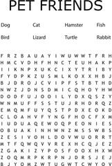 Engaging pet friends word search puzzle for educational activities and games