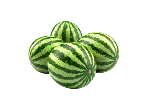 Four watermelons green stripes