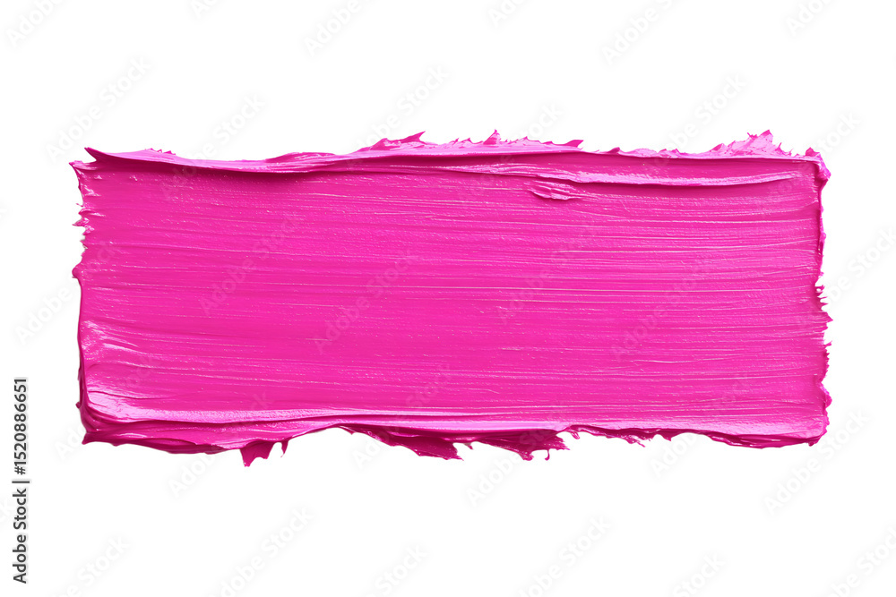 Poster vibrant pink paint stroke in rectangular block shape, with texture and rough edges isolated on white