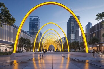 Obraz premium Innovative Urban Architecture Featuring a Distinctive Bright Arch Design