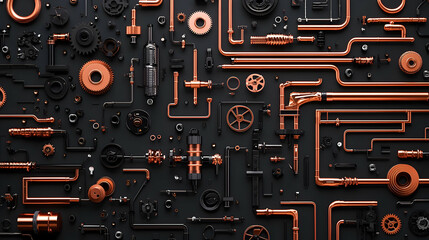 Fototapeta premium Detailed Copper And Metal Machinery Pattern Design